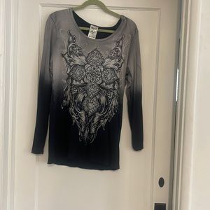 Vocal long sleeve shirt, grey and black with bling. Never worn